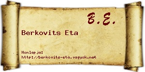 Berkovits Eta névjegykártya